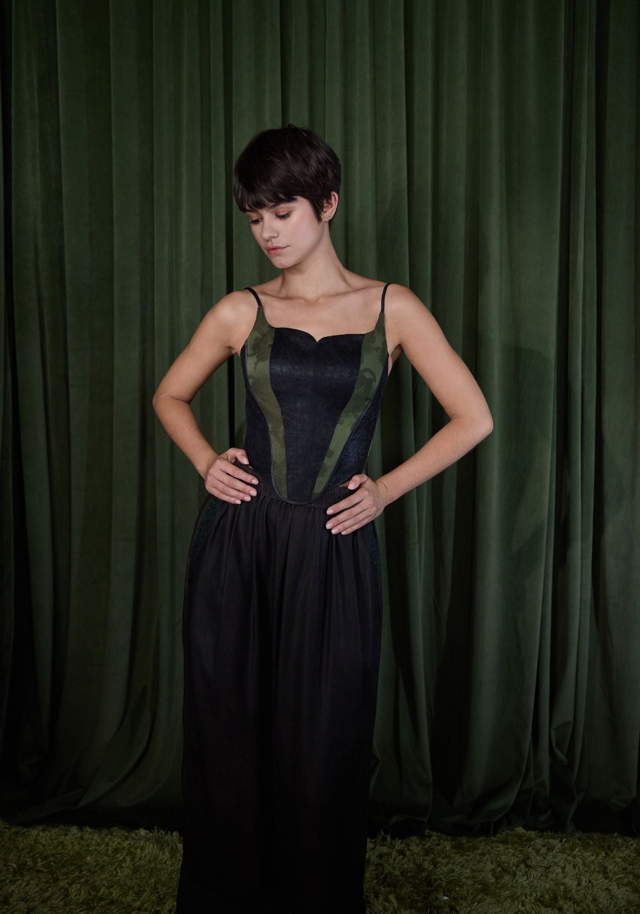 Mud-Dyed Silk Structured Corsets