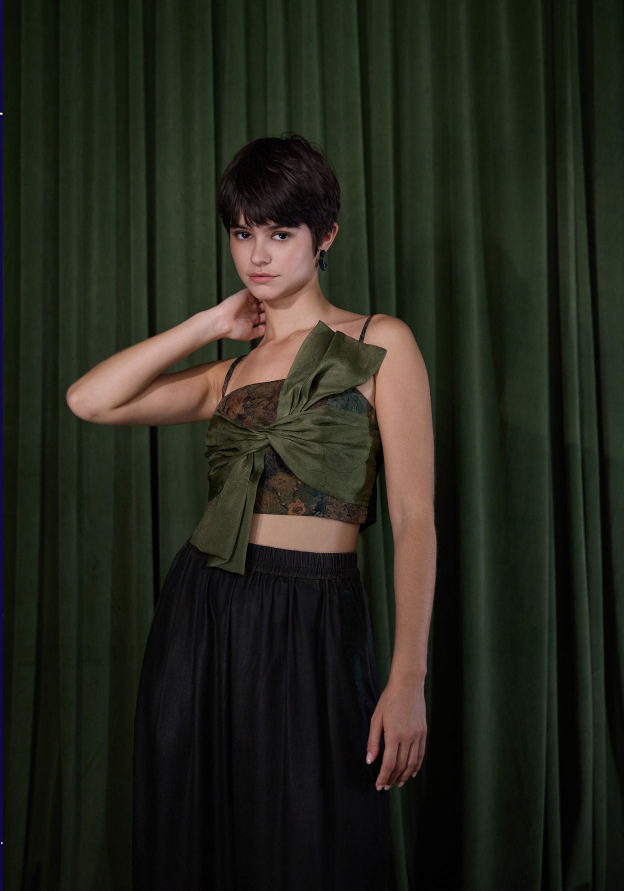 Mud-Dyed Silk Bow Corset