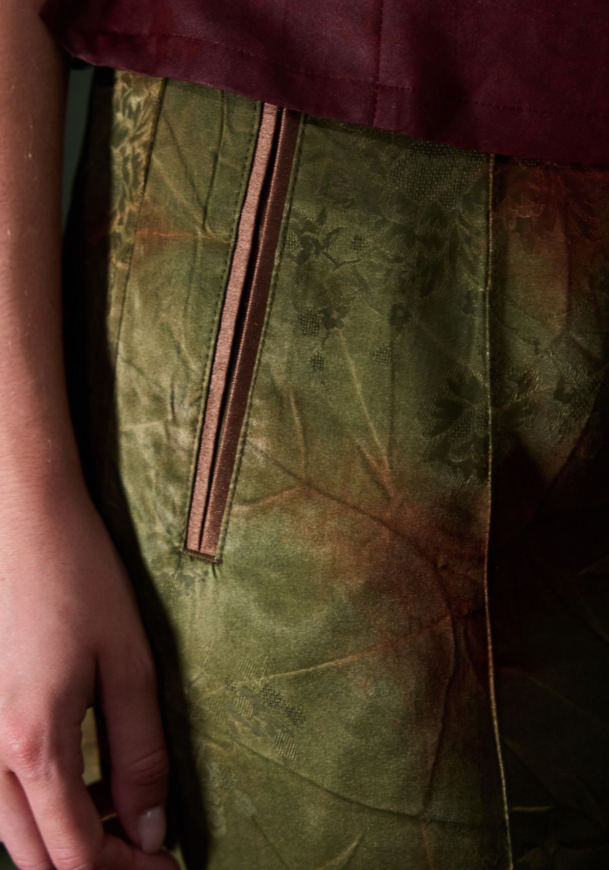 Green & Red Silk Trousers