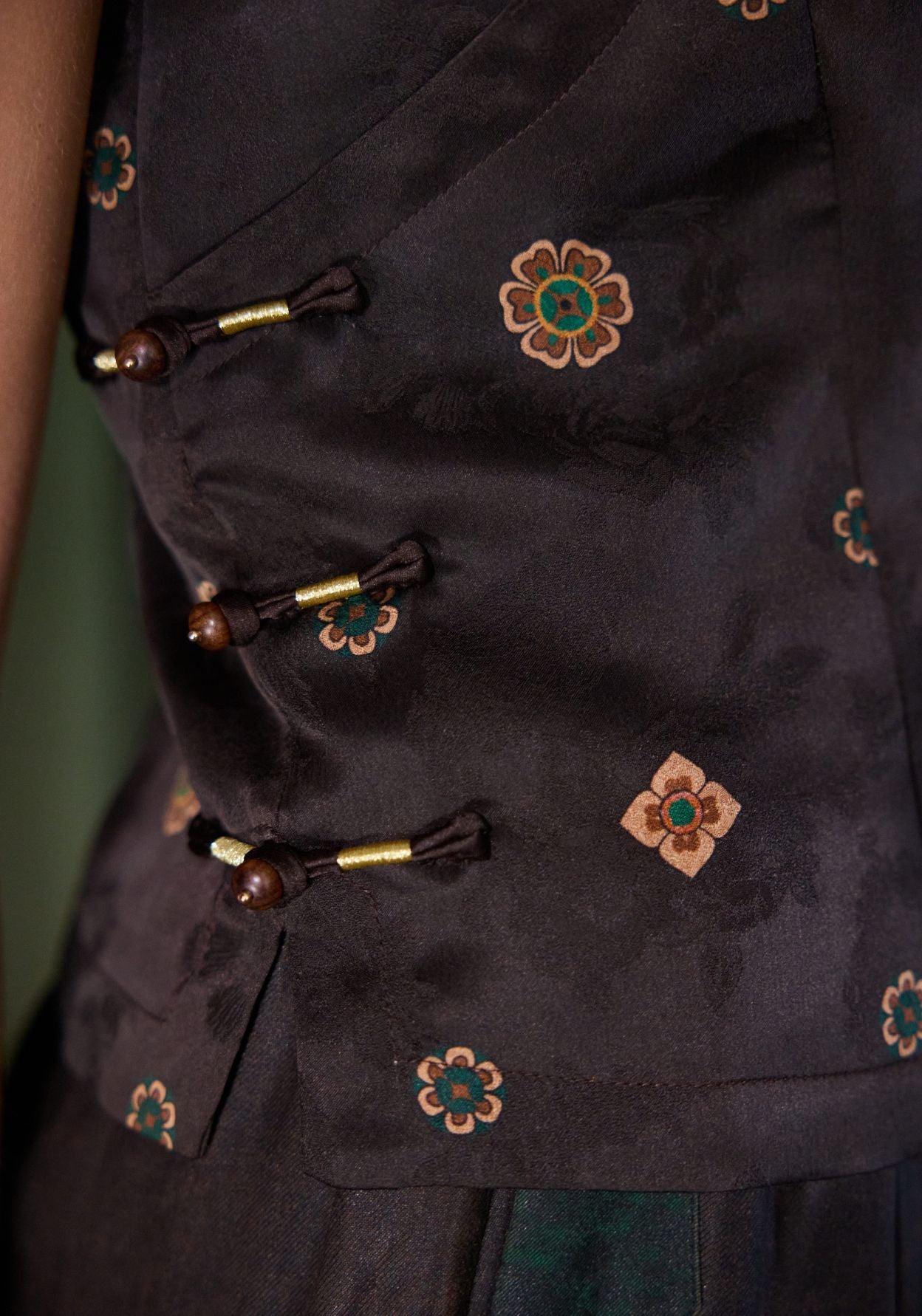 Brown Top with Mandarin Details