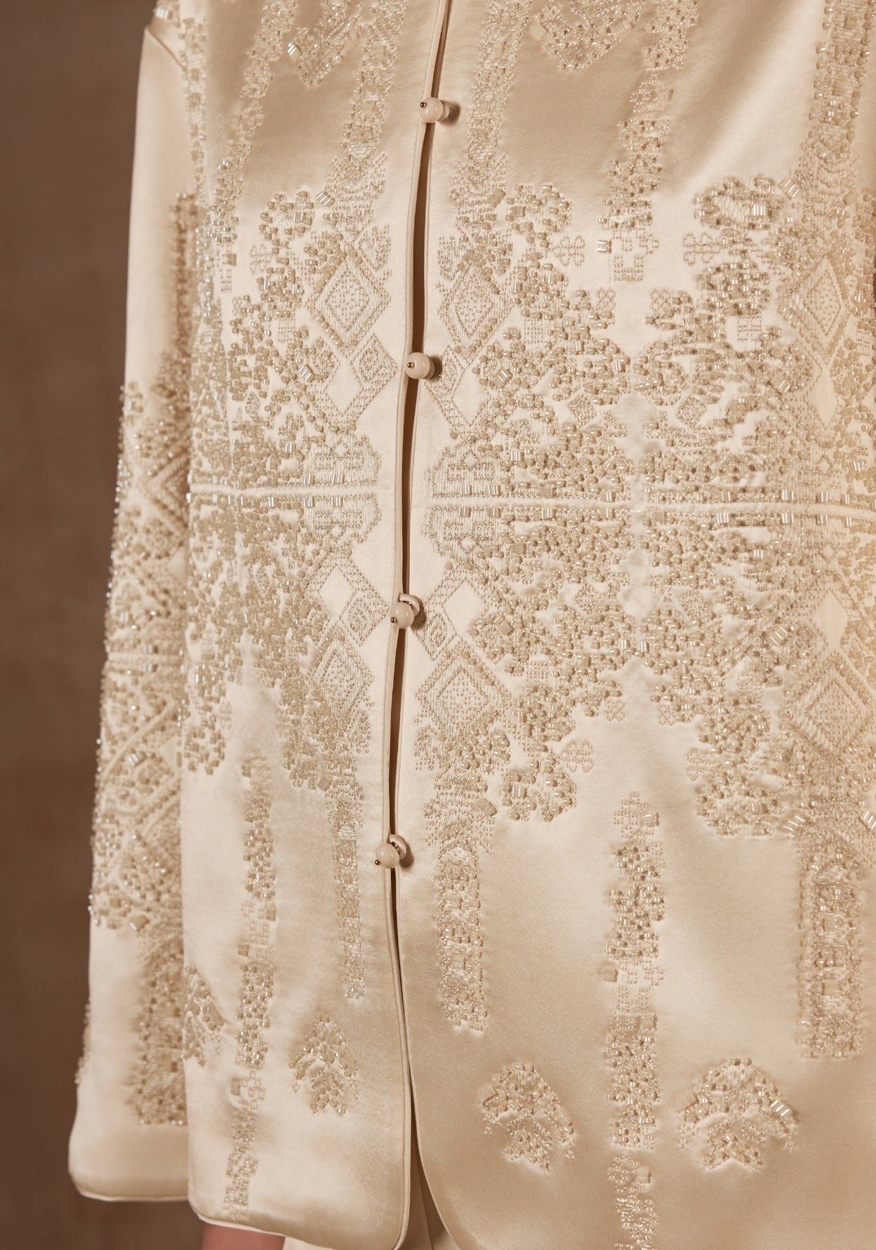 Cream Silk Jacket with Beadings