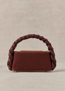 Mud-Dyed Silk & Leather Bag with Braided Handle — Red