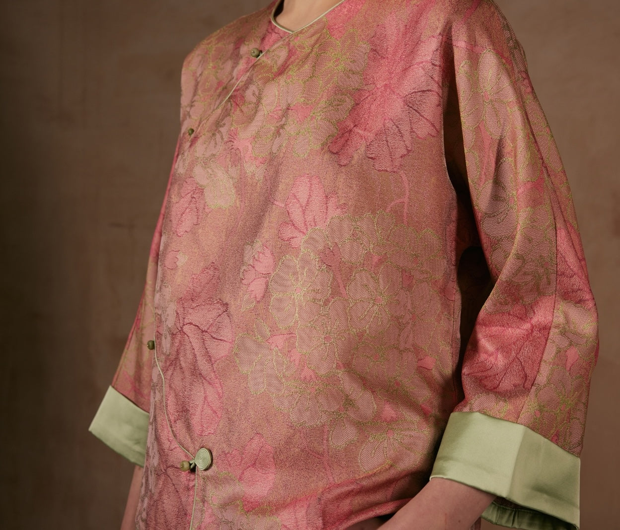 Pink Jacket with Green Cuffs