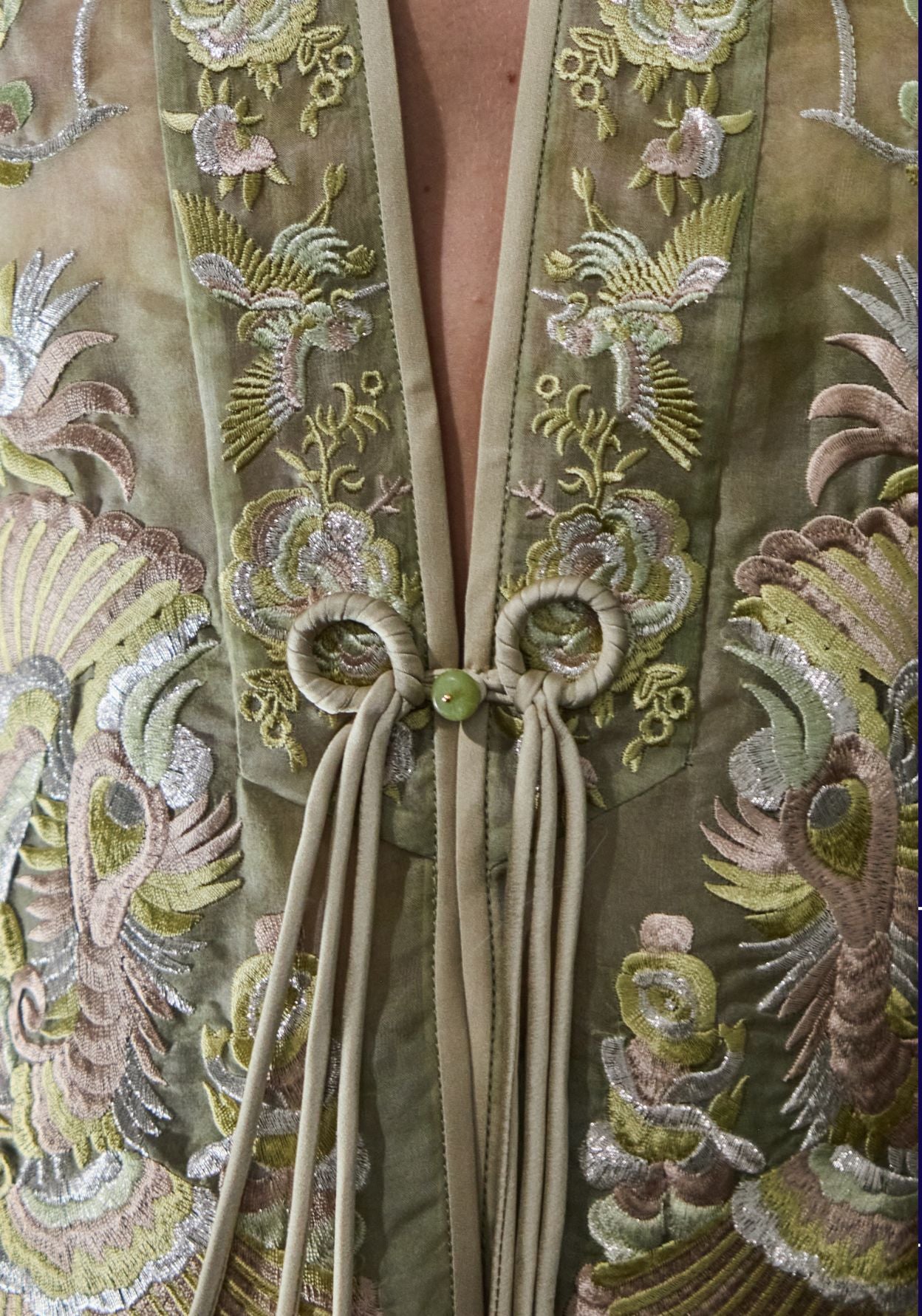 Light Green Organza Vest with Embroidery Details