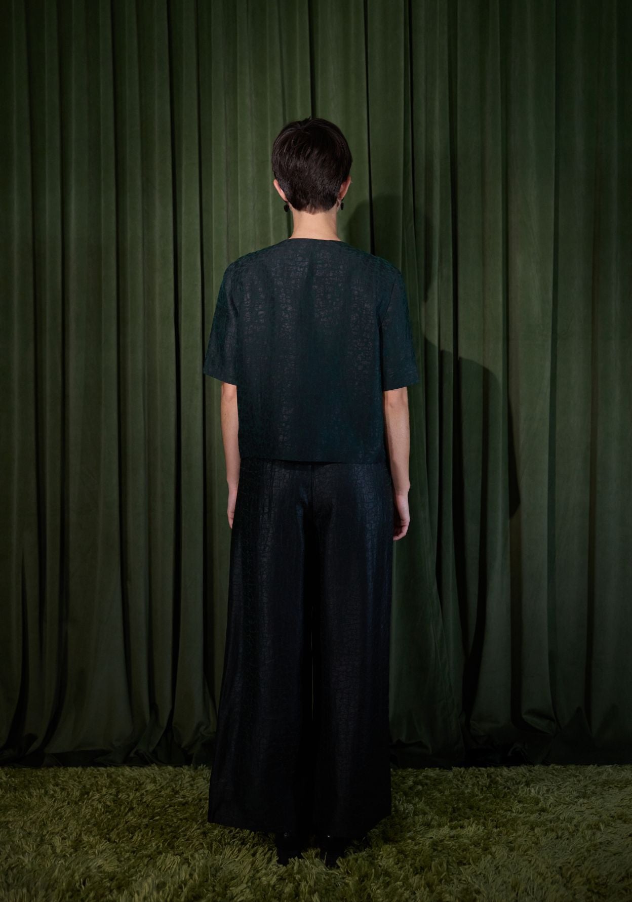 Mud-Dye Silk Short Sleeve Top