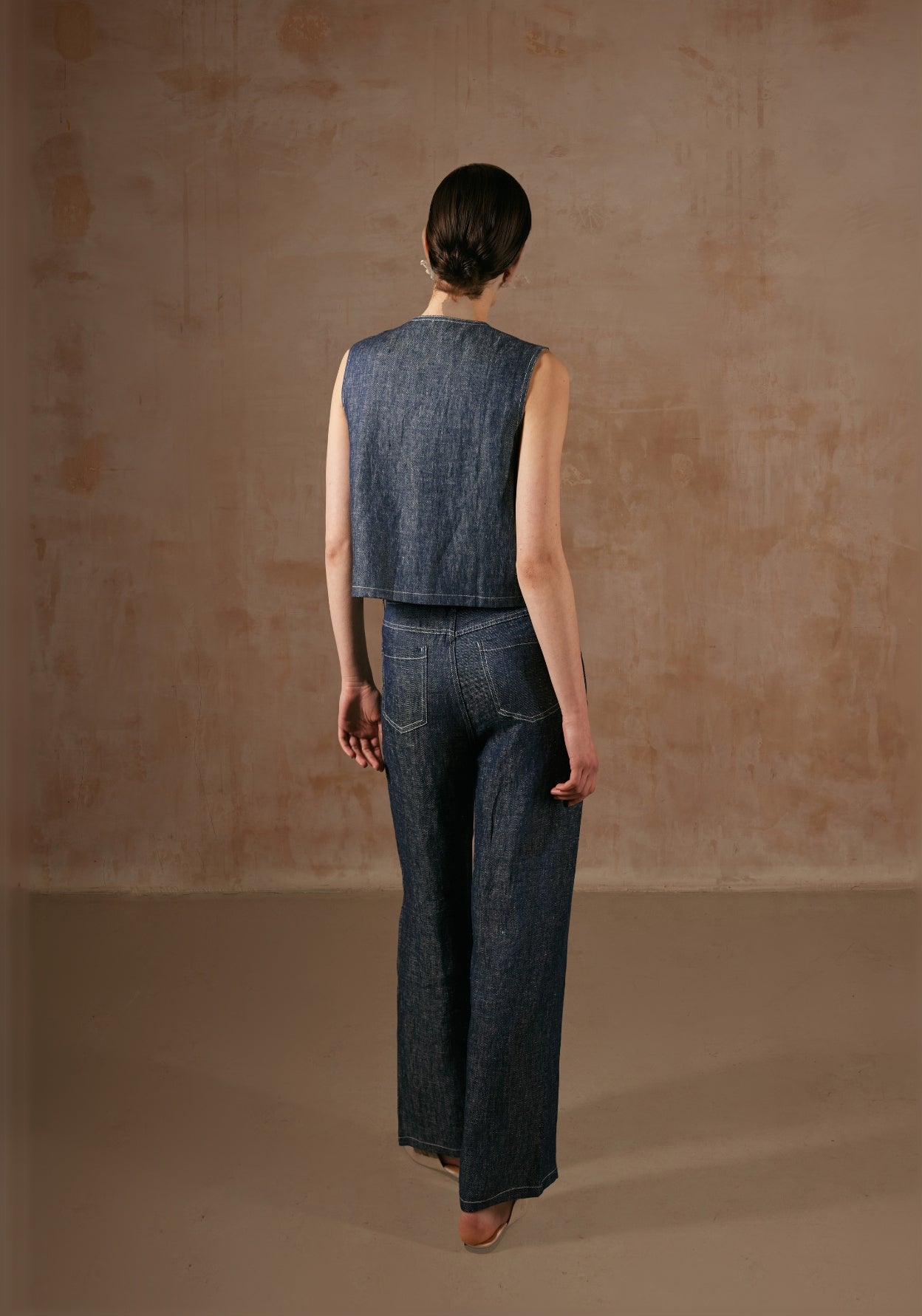 Straight Trousers with Bamboo Hand Embroidery