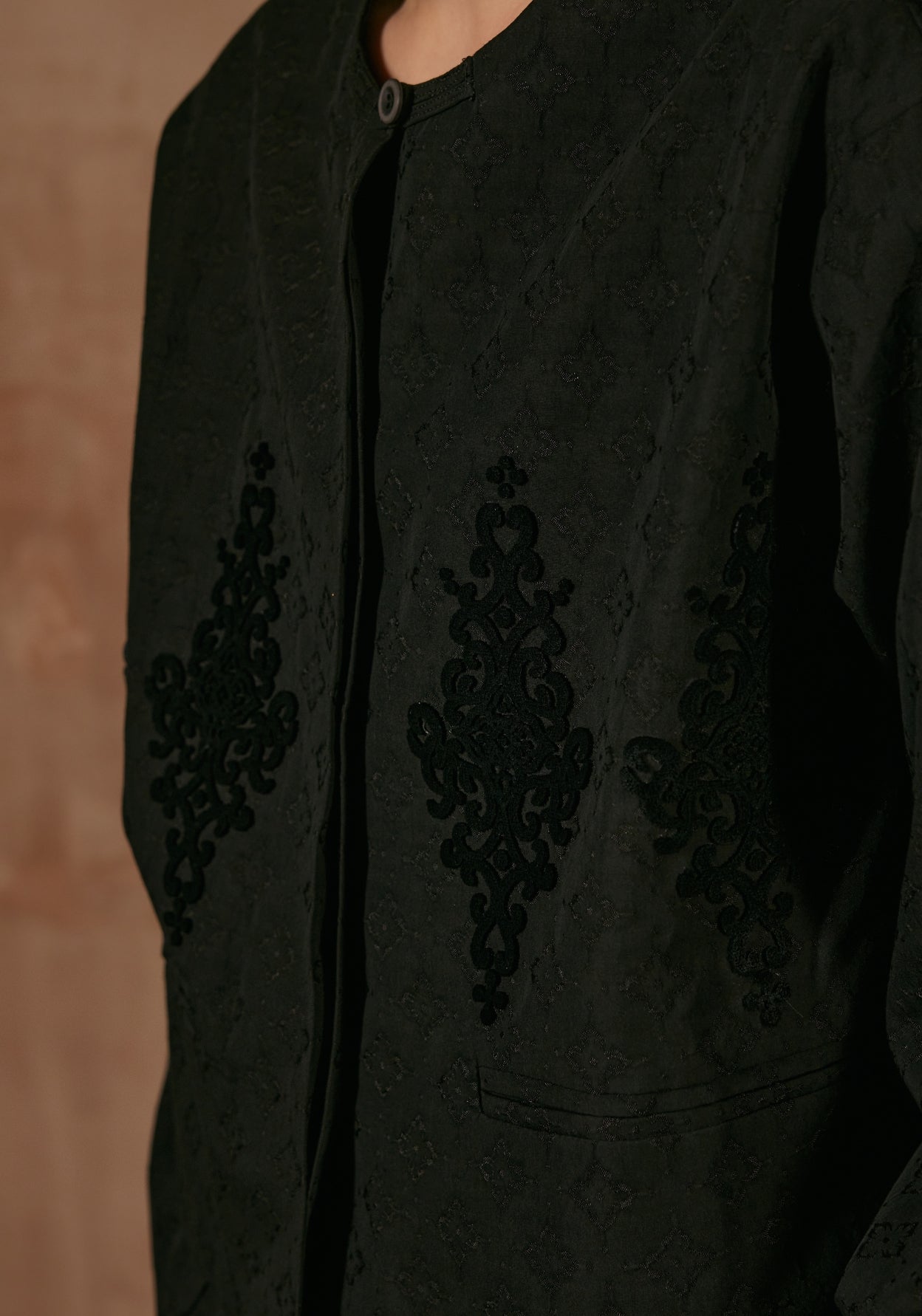 Black Jacket with Laser Cutting Details