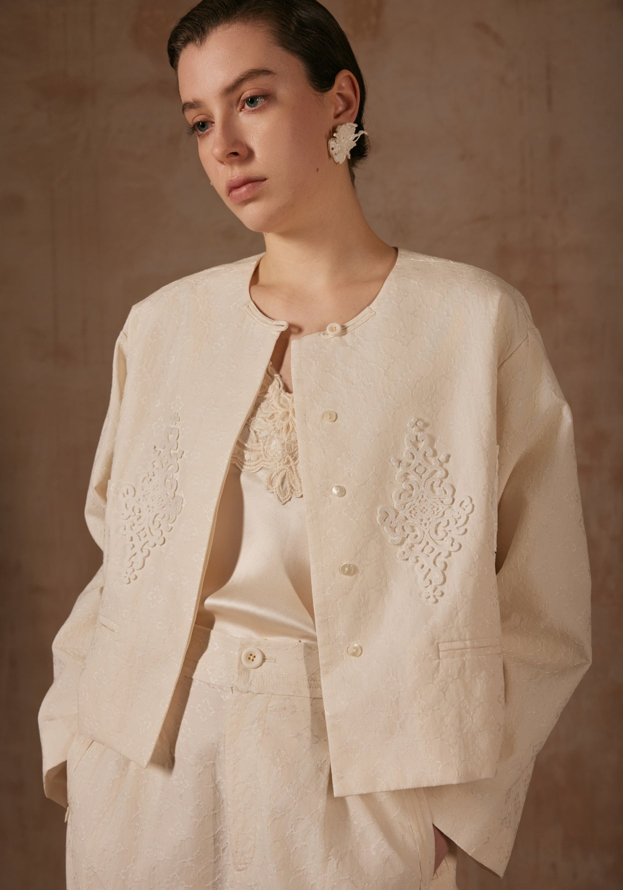 White Jacket with Laser Cutting Details