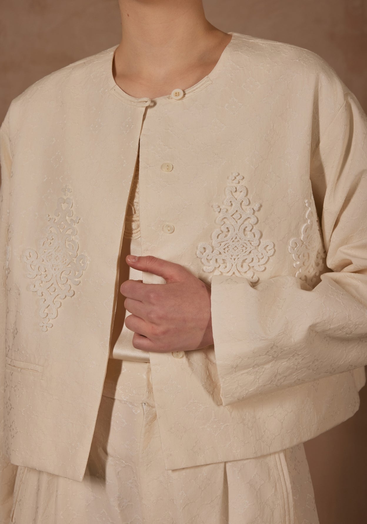White Jacket with Laser Cutting Details