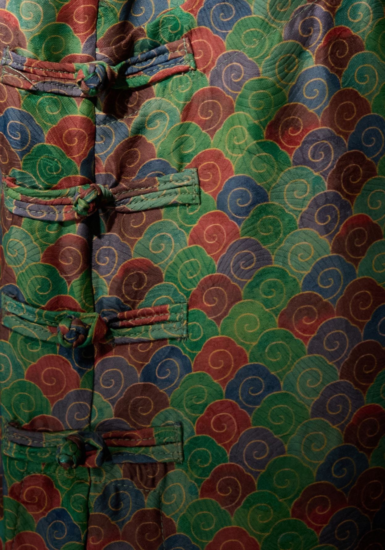 Green Pattern Tunic with Mandarin Collar