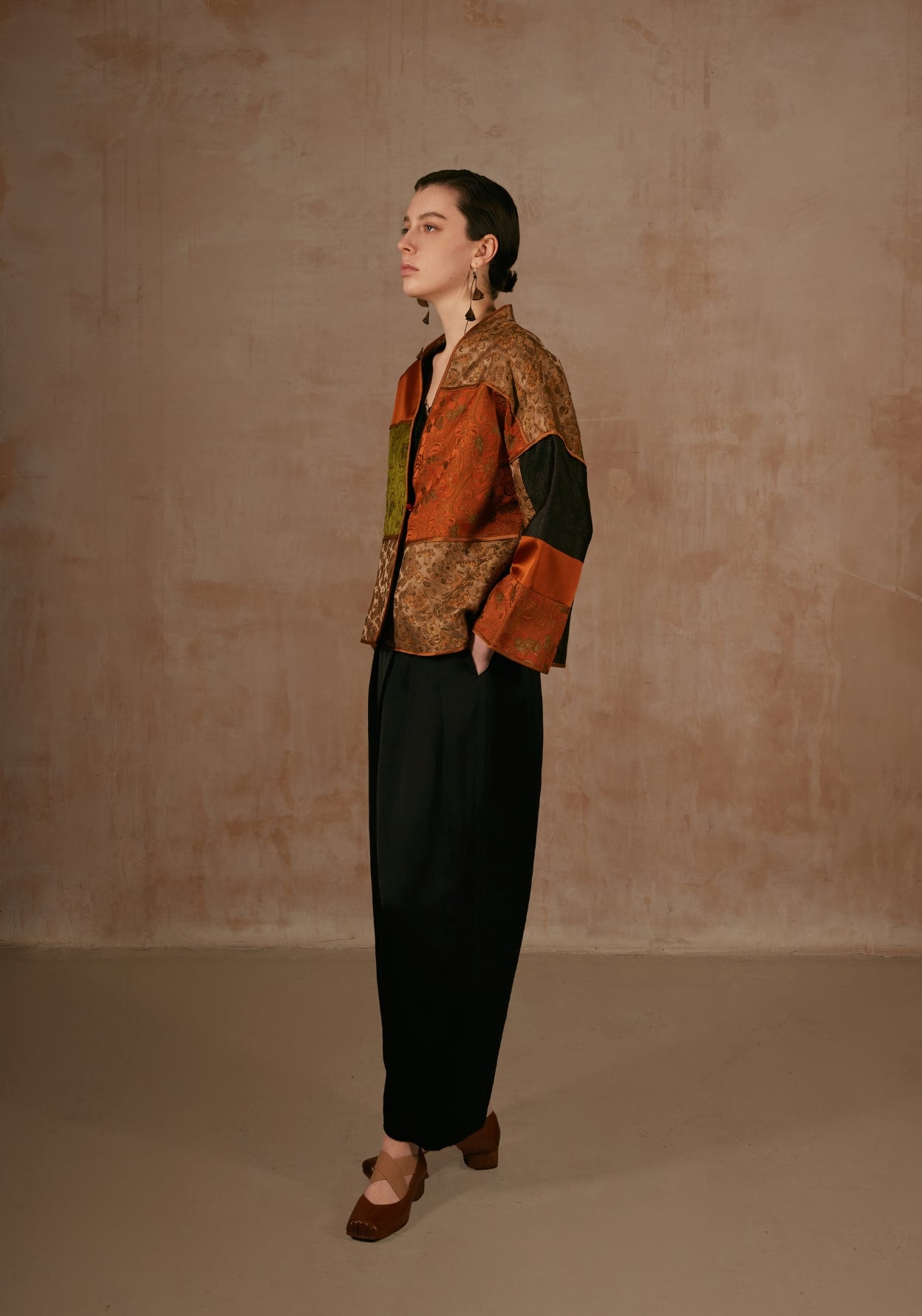 Colour Block Patchwork Silk Jacket