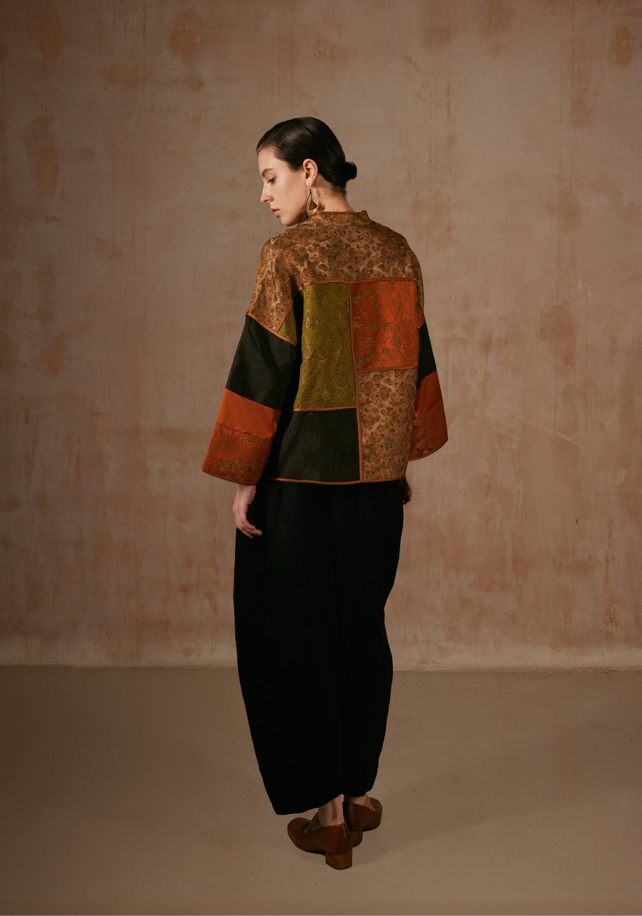 Colour Block Patchwork Silk Jacket