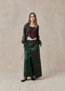 Printed Silk Blend Wrap Skirt with Heritage Motif