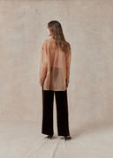 Sheer Mulberry Silk Shirt with Embroidered Detail