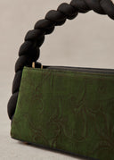 Mud-Dyed Silk & Leather Bag with Braided Handle — Green