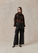 Mud-Dyed Silk Cropped Jacket in Earthy Tones