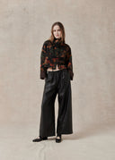 Mud-Dyed Silk Cropped Jacket in Earthy Tones