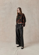 Mud-Dyed Silk Wide-Leg Trousers