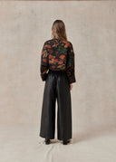 Mud-Dyed Silk Wide-Leg Trousers