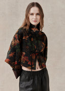 Mud-Dyed Silk Cropped Jacket in Earthy Tones