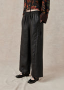Mud-Dyed Silk Wide-Leg Trousers