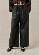 Mud-Dyed Silk Wide-Leg Trousers