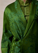 Green Premium Silk Blazer with Phoenix and Peony Pattern