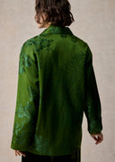 Green Premium Silk Blazer with Phoenix and Peony Pattern