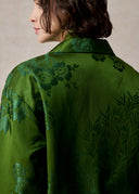 Green Premium Silk Blazer with Phoenix and Peony Pattern