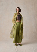 Grass Green Organza Trench Coat