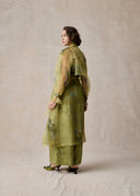 Grass Green Organza Trench Coat