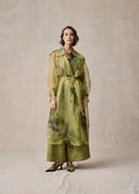 Grass Green Organza Trench Coat