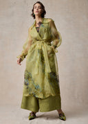 Grass Green Organza Trench Coat