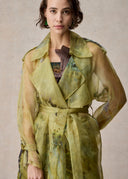 Grass Green Organza Trench Coat