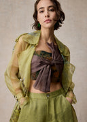 Grass Green Organza Trench Coat