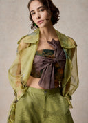 Grass Green Organza Trench Coat