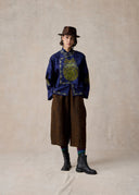 Brown Mud-Dyed Silk Bermuda Shorts with Subtle Pattern