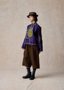 Brown Mud-Dyed Silk Bermuda Shorts with Subtle Pattern