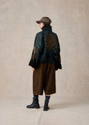 Jewel Green Shearling Jacket with Gold Embroidery