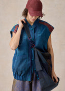 Navy Mud-Dyed Silk Patchwork Crossbody Bag