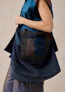 Navy Mud-Dyed Silk Patchwork Crossbody Bag