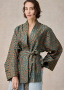 Patterned Silk Wrap Jacket