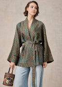 Patterned Silk Wrap Jacket