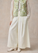 Light Green Mandarin Vest with Full Embroidery
