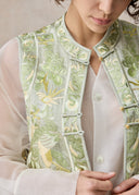 Light Green Mandarin Vest with Full Embroidery