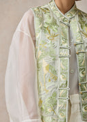 Light Green Mandarin Vest with Full Embroidery