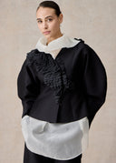 Black Laser Cut Flower Silk and Wool Jacket and trousers set