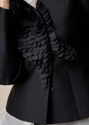 Black Laser Cut Flower Silk and Wool Jacket and trousers set