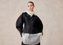 Black Laser Cut Flower Silk and Wool Jacket and trousers set