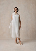 White Organza Dress with Layered Slip